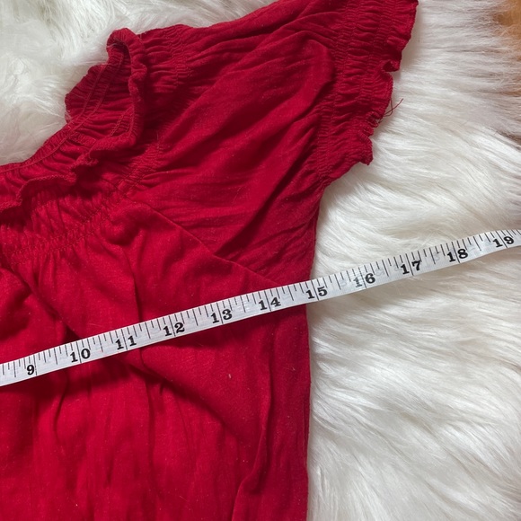 Red Cinched Waist Top Blouse Size XS - Picture 8 of 8